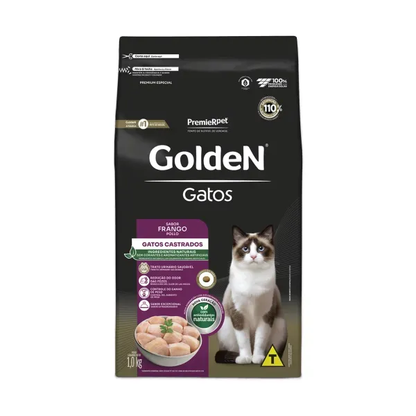 Golden Gatos Adultos Castrados Frango 1 kg